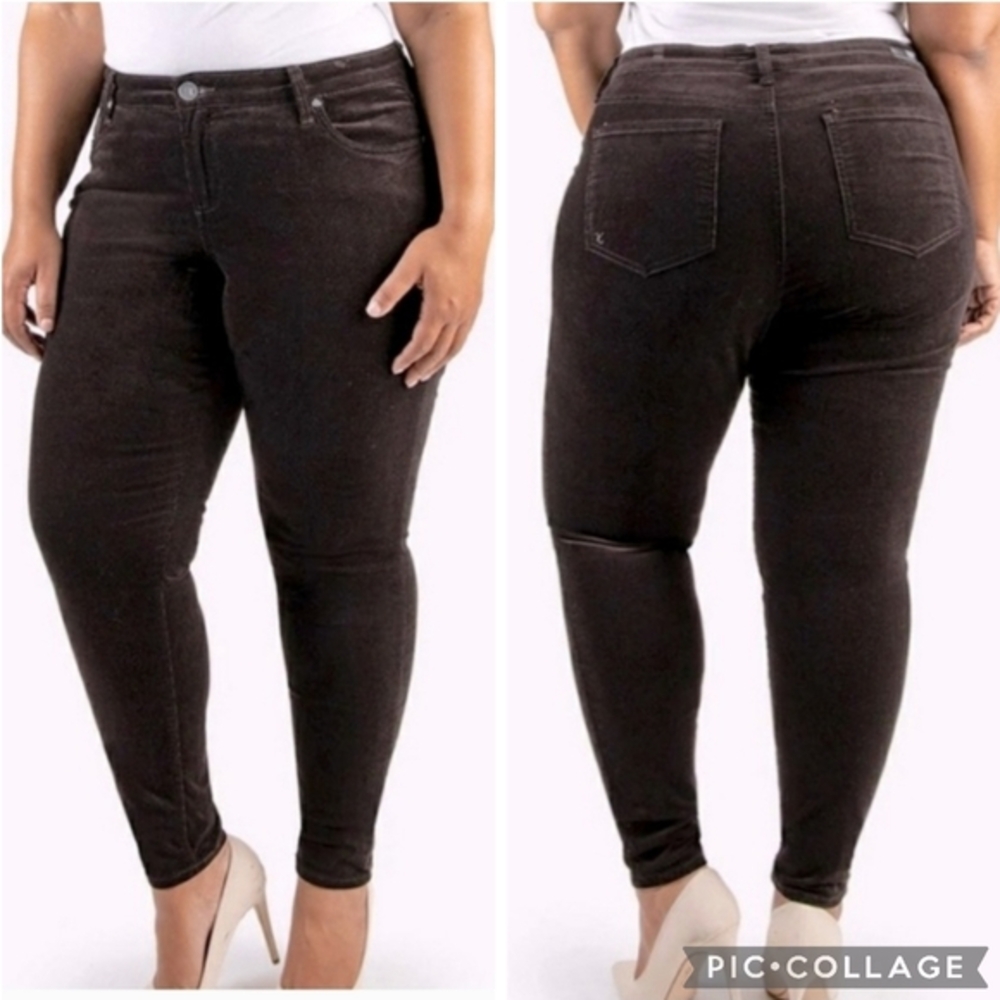 KUT from the KLOTH Diana Skinny Jeans Black‎ Corduroy Size 14 Relaxed